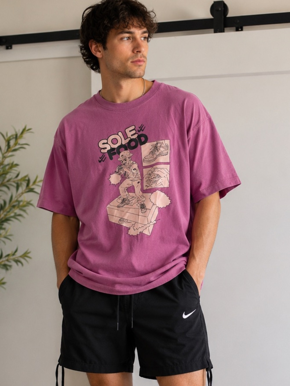 Nike Sole Food Graphic T-Shirt Men’s Medium Pink Casual Streetwear Cotton Tee